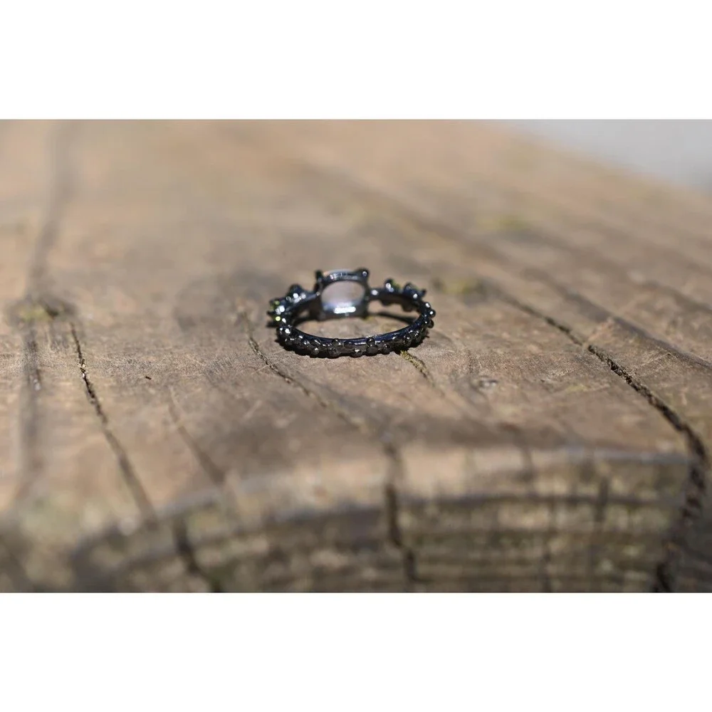 Peridot and opal engagement ring size 6.5 925 sterling silver